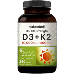 Vitamin D3 K2 (10,000 IU Vitamin D + 200mcg Vitamin K MK-7)