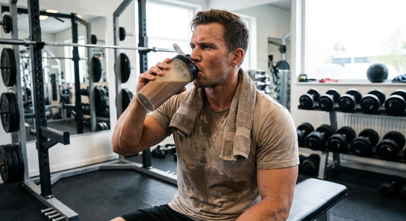 Mass Gainer vs. Whey Protein: Which One Builds Muscle Faster? 2 Drinking a mass gainer shake after a workout