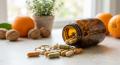 Multivitamin supplement bottle with capsules